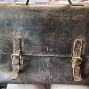 Classic Brown Leather Briefcase-Used
